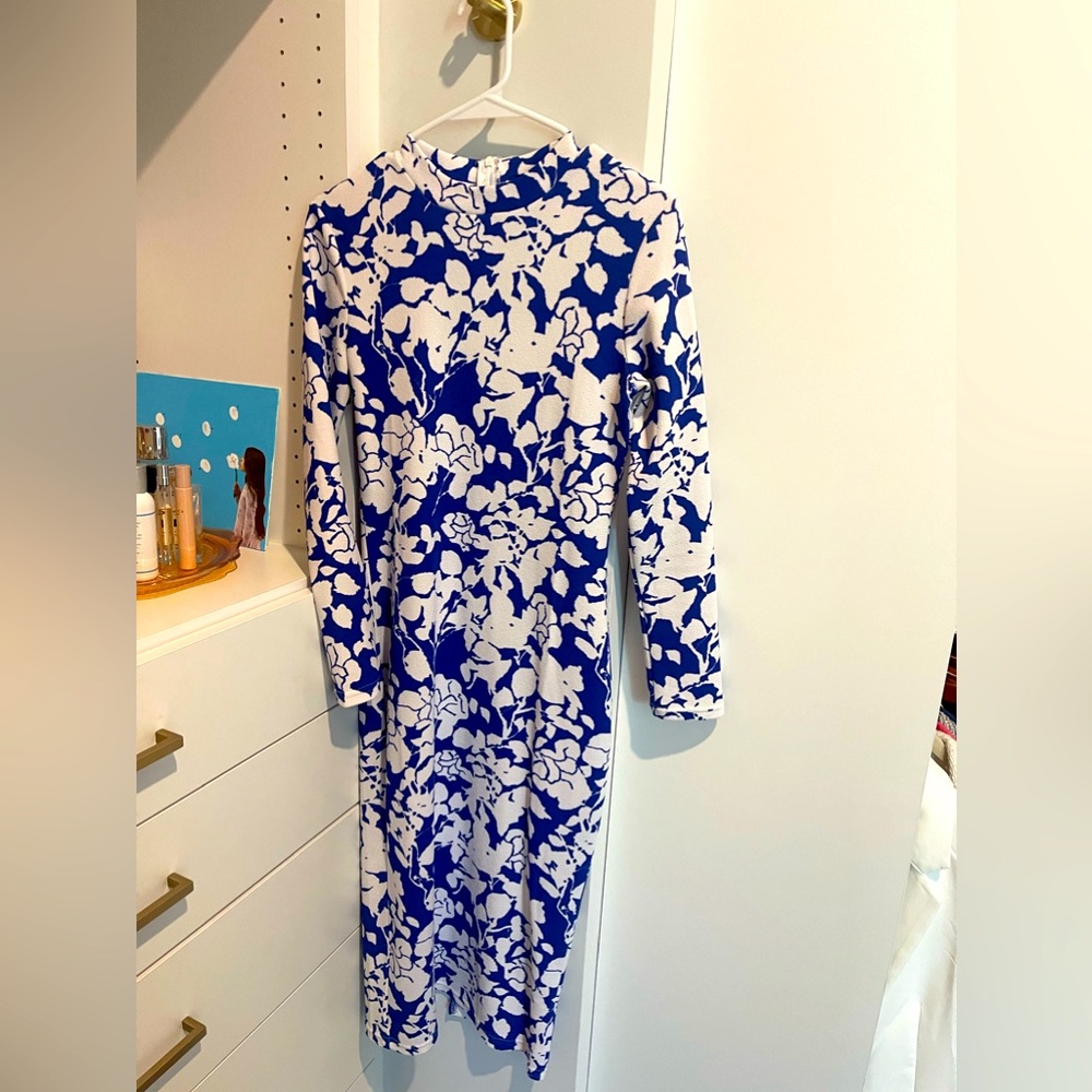 Blue and white floral midi dress from Shein size S